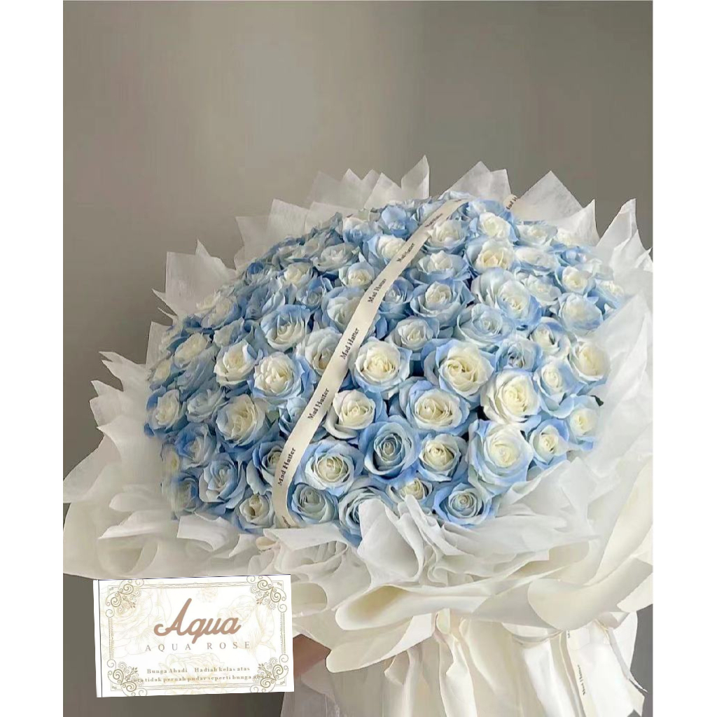 Buket wisuda/buket mawar Tiffany biru/hadiah untuk anak perempuan/hadiah ulang tahun