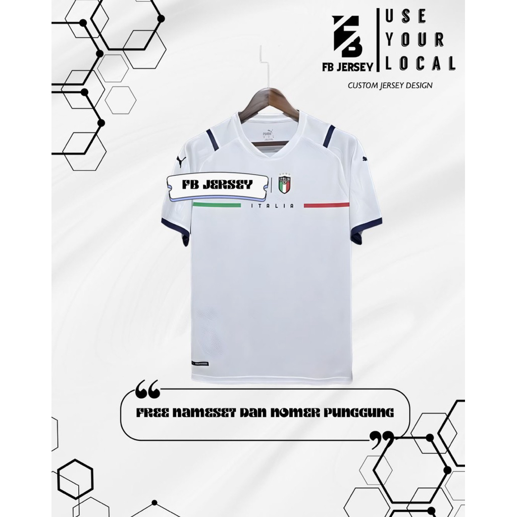 Jersey Italia Away Euro 2021 2022 FULL PRINTING FREE CUSTOM