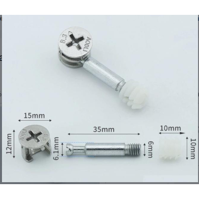 Minifix 20set Baut Knock Down Skrup Kayu 3.5cm || 20set Baut Kayu Minifix Sambungan Rak 3.5cm