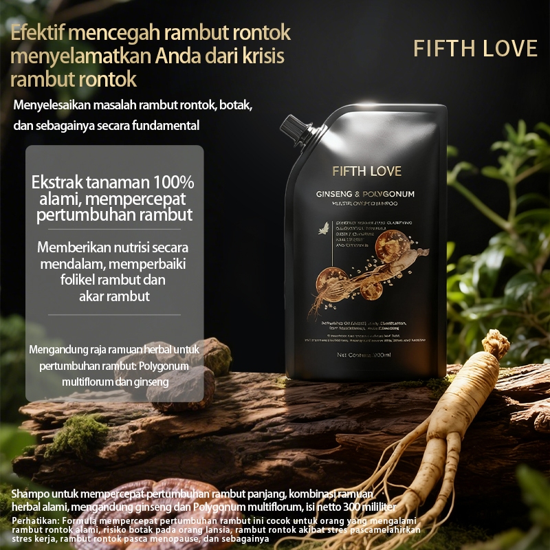 Produk asli resmi FIFTH LOVE shampoo ginseng untuk rambut rontok sampho penumbuh rambut rontok anti 