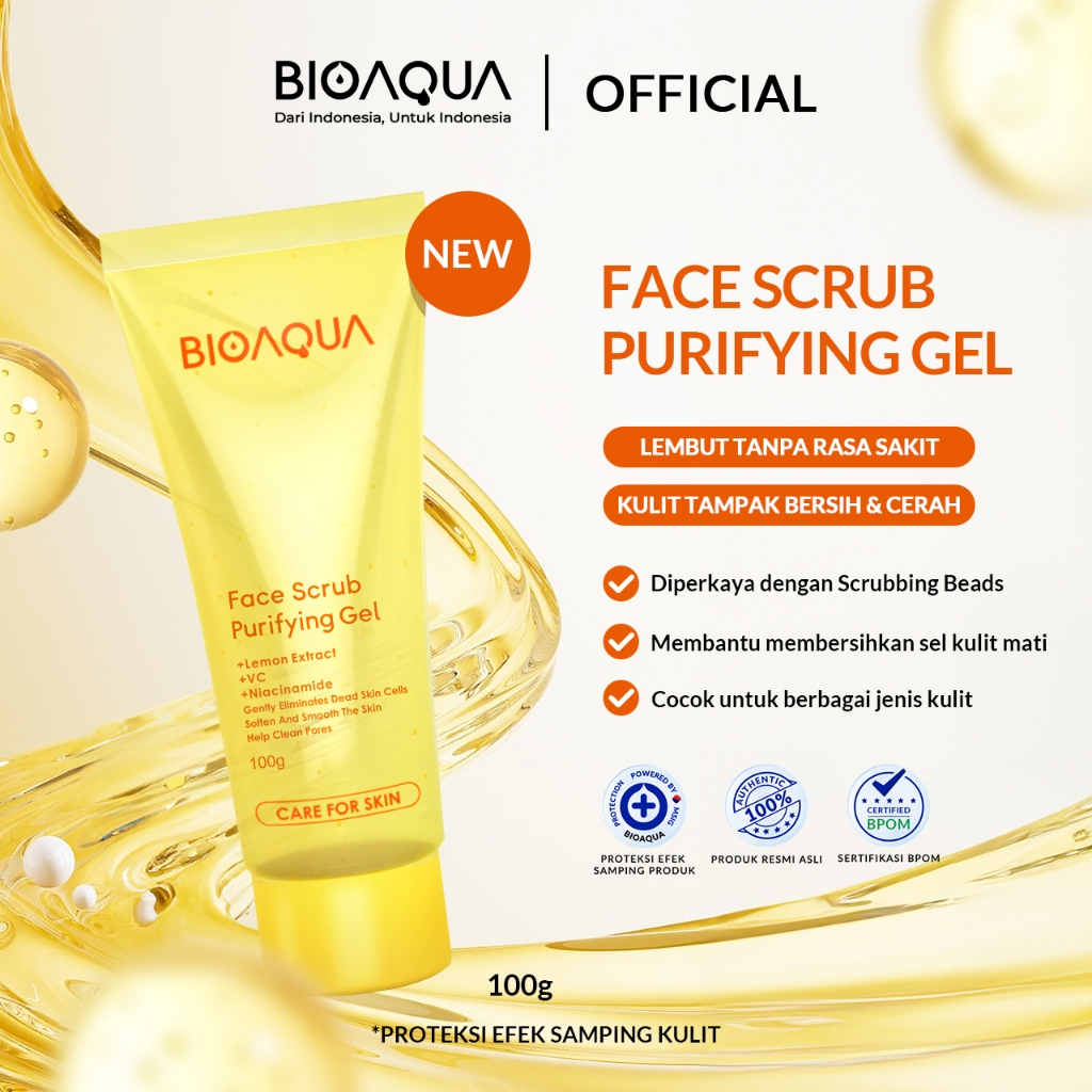 [NEW LAUNCH]-BIOAQUA Face Scrub Purifying Gel 100g Scrub Wajah Facial Exfoliating Gel Wajah