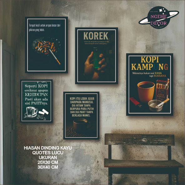 Hiasan Dinding Warung Kopi / Hiasan Dinding Ngopi / Dekorasi Dinding Quotes Lucu / Dekorasi Cafe ND3