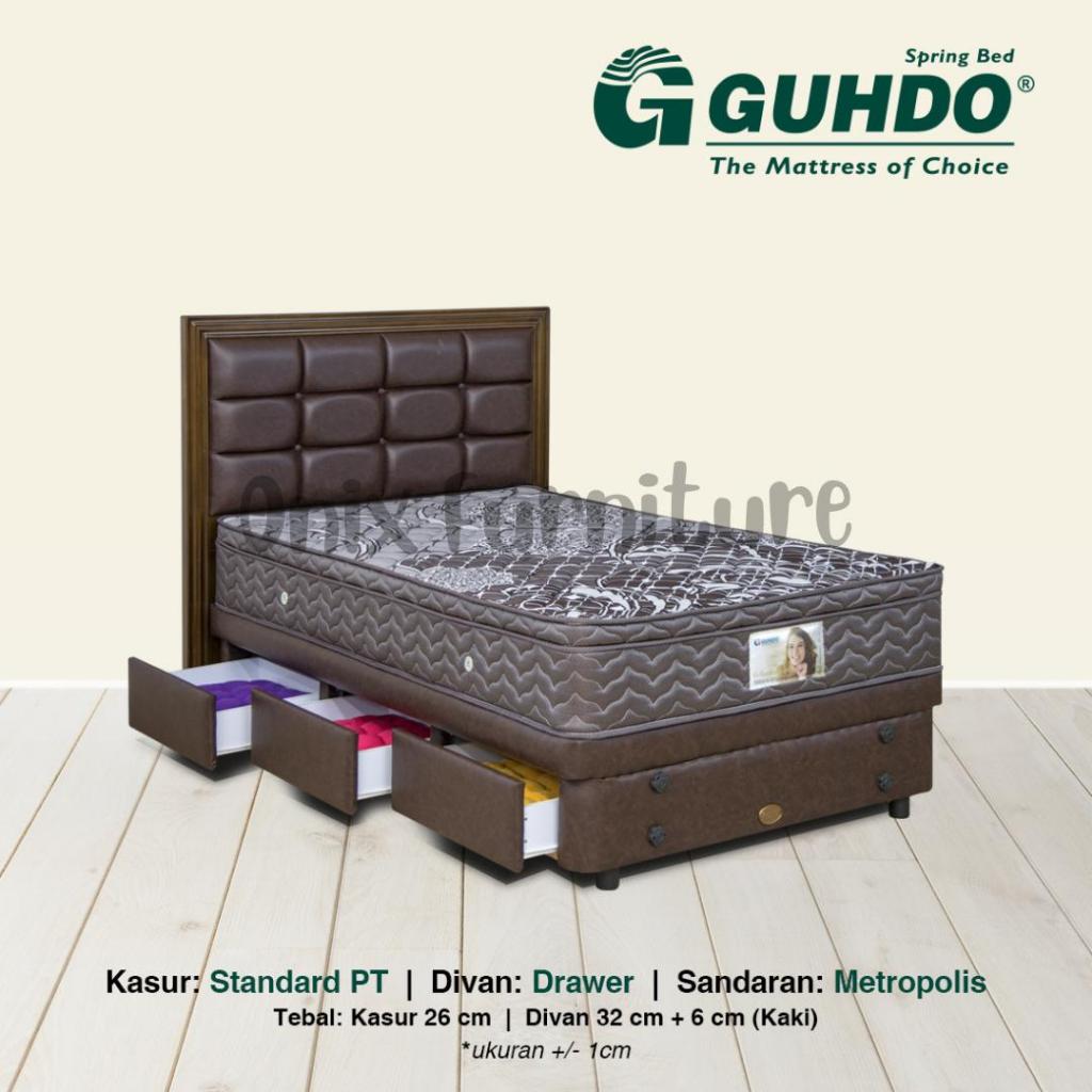 Springbed Gudho Base Drawer HB Metropolis SPT FULLSET 120x200 Brown