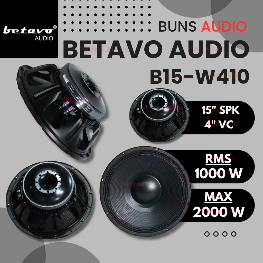 Betavo Audio B15-W410 15 Inch Speaker + 4 Inch Voice Coil -- 2000 Watts Max Power