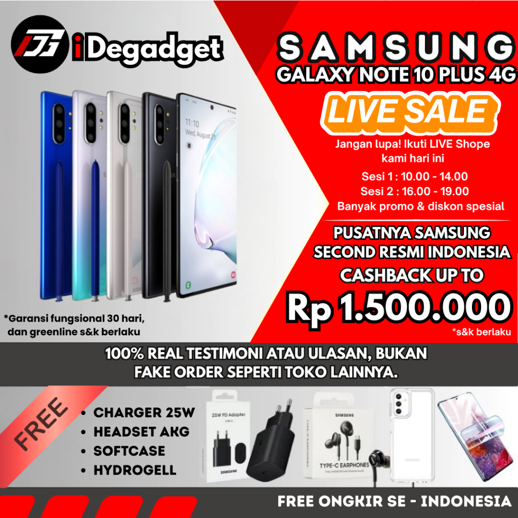 SEIN | Samsung Note 10+ Plus 12/512GB 256GB | Note 10 8/256GB | Note 9 6/128GB Second Resmi Fullset