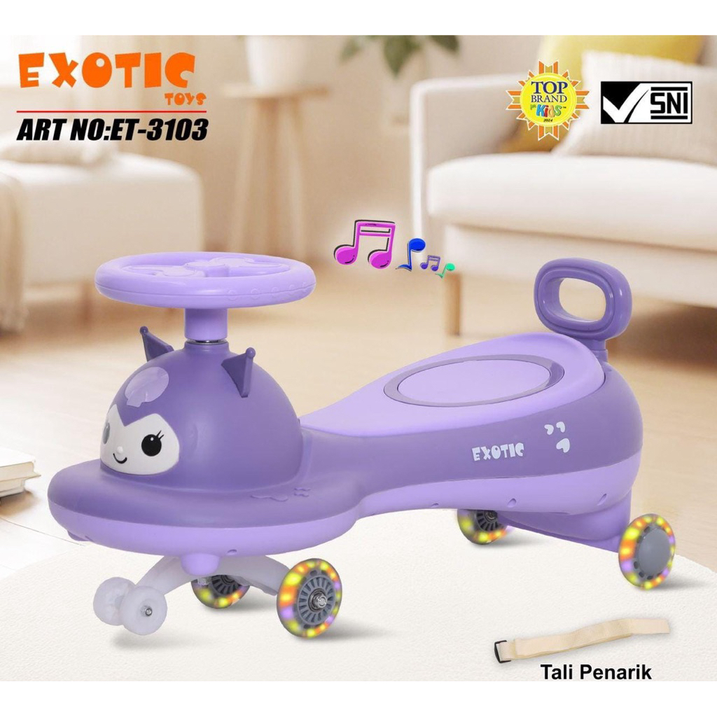 Swing Car Exotic ET3103 ET3105 Magic Car Kuromi dengan Musik Lampu n Roda Lampu LED Yoyo Tolo Ride E