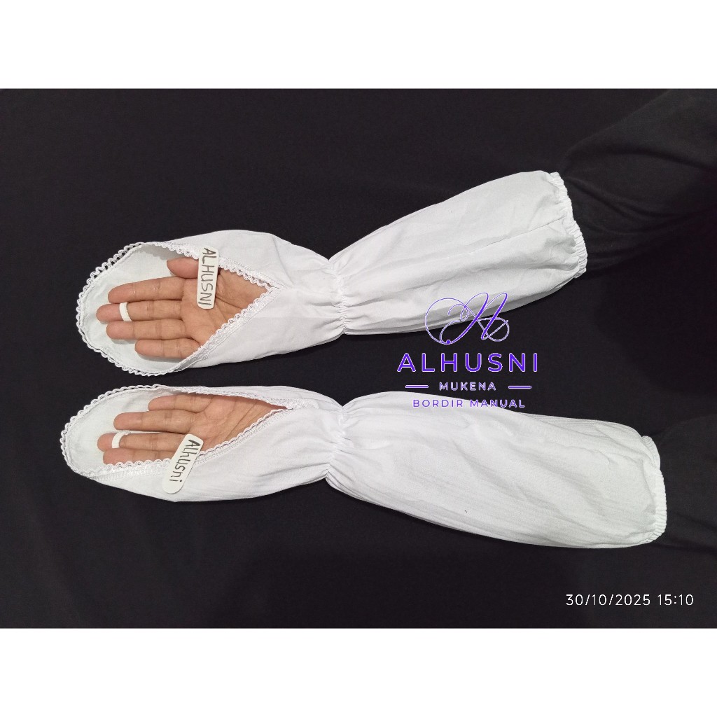Sarung Tangan Solat Umroh Haji Wanita Arofah Bahan Katun Aplikasi Renda cantik