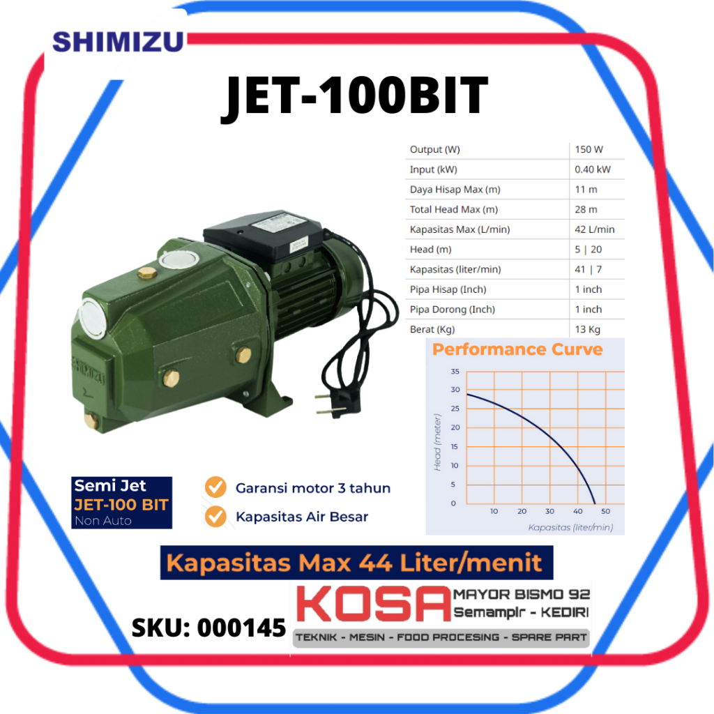 SHIMIZU JET 100 Pompa Air Semi Jet JET100 shimizu semi jetpomp shimizu 100w JET-100 Semi Jet Shimizu