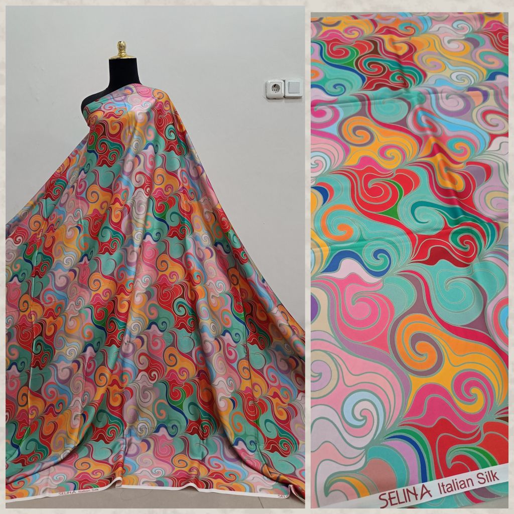 2,4meter kain Italian silk motif