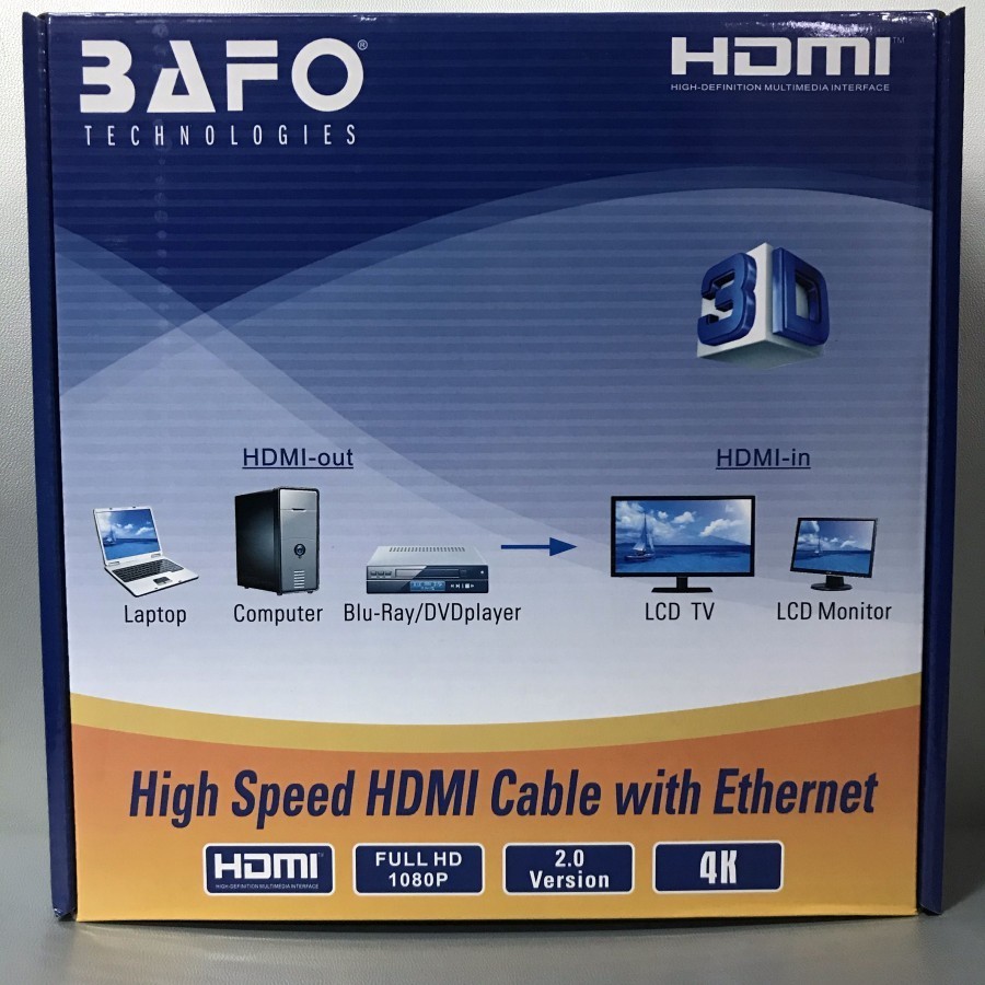 Kabel HDMI 15 Meter Bafo High Speed HDMI Cable with Ethernet 15Meter
