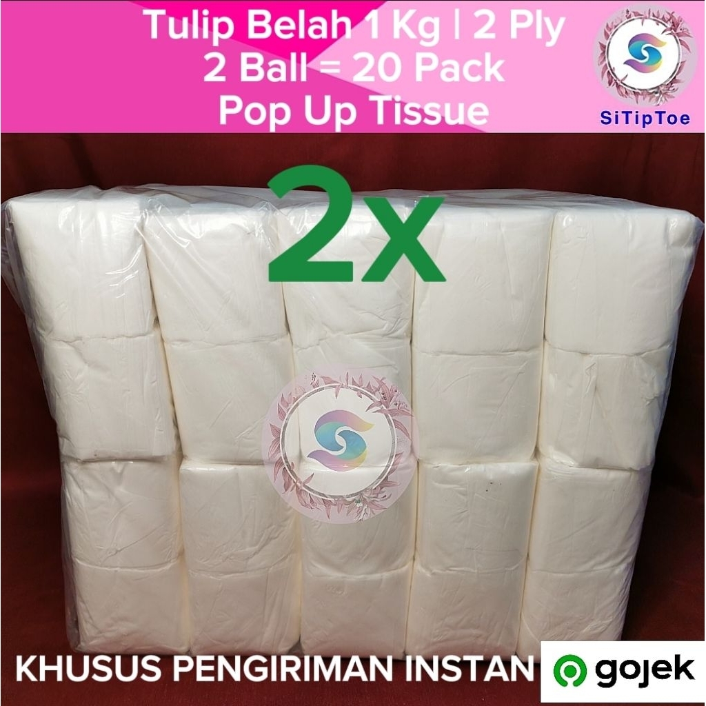 [Grosir 2 Ball] Tisu TULIP Pop Up / Belah Tissue 1 Kg 2 Ply Tisu Meja Makan 1000 Gram 2 Ply Murah Gr