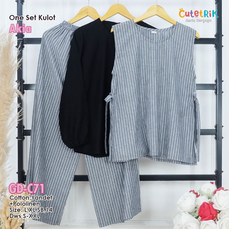 Baju Setelan Anak Tanggung  One Set Kulot Anak Perempuan Setelan 3 in 1 Blouse Outer Kulot Cutetrik