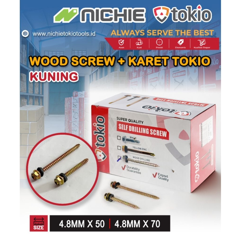 Grosir 1 Kotak Baut Drilling Kayu 12x50 isi 300pcs / Baut Roofing 5cm / Skrup Baut Drilling untuk Ka