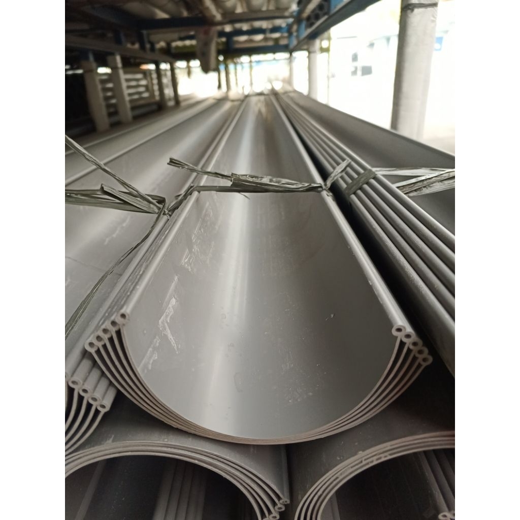 TALANG AIR PVC OVAL 6 INCH AQUALON PANJANG 4 METER / TALANG AIR PVC SETENGAH LINGKARAN ABU ABU - AQU