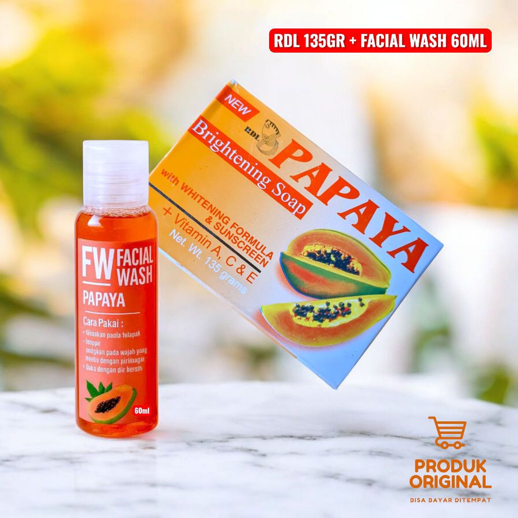 SABUN PEPAYA RDL || PAPAYA RDL SOAP 135 GRAM ORIGINAL BPOM || RDL PAPAYA 135GR + FACIAL WASH 30ML CA
