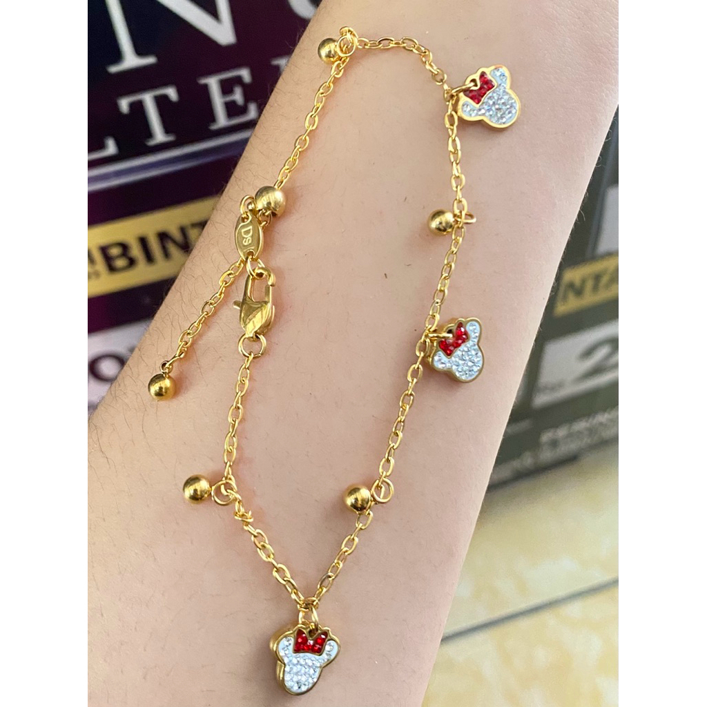 gelang micky mouse mata putih titanium