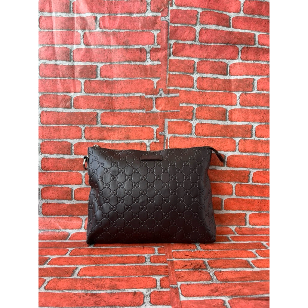 CLUTCH KULIT PRIA WANITA GUCCONG SECOND BRANDED COKLAT / TAS HAND BAG PRIA WANITA KULIT GUCONG