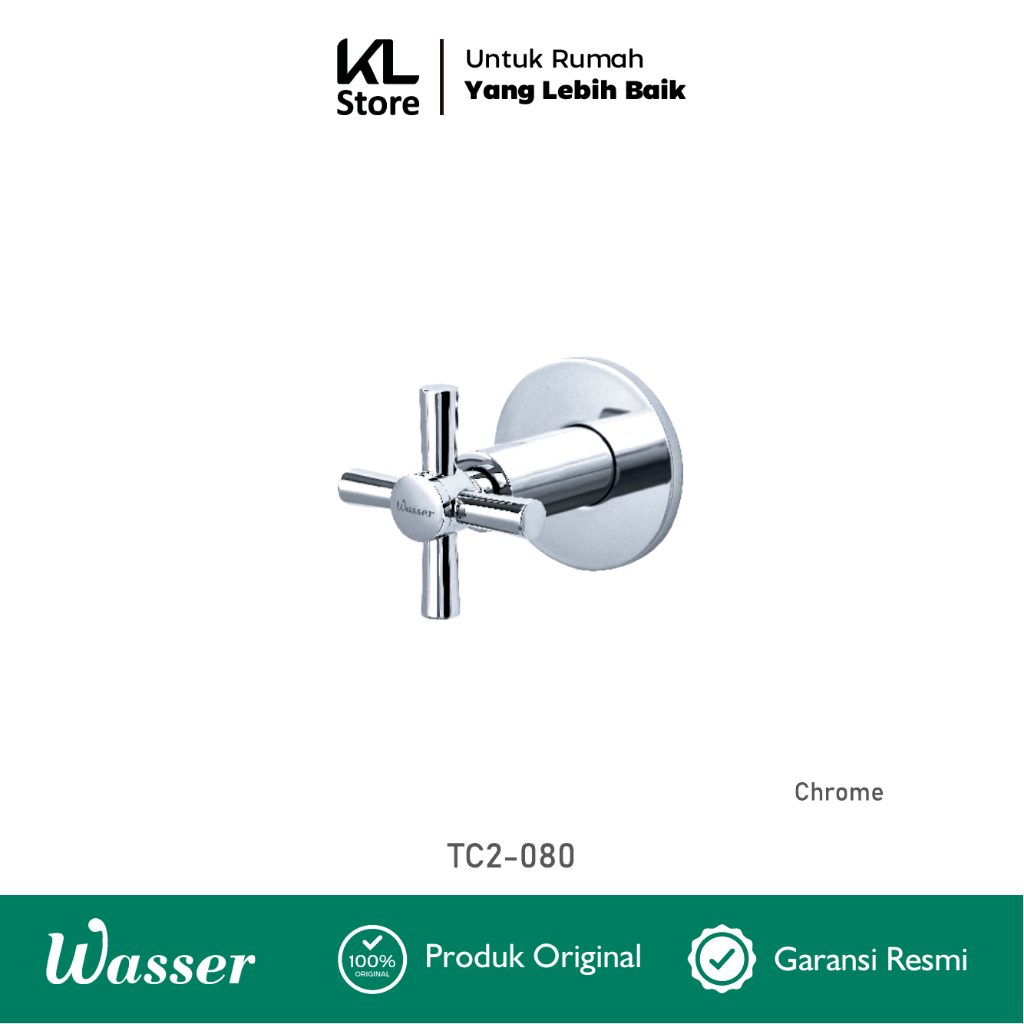 WASSER CY1 Cross Concealed Shower Valve TC2-080 / Stop Kran Shower Tanam (Cross Handle) / SILVER