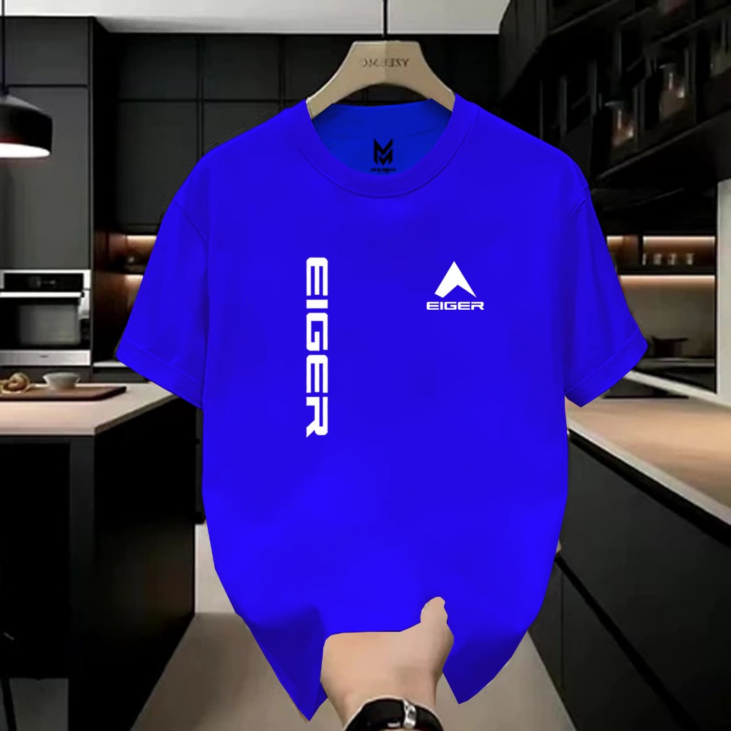 Kaos Distro Premium Oversize Lengan Pendek Eiger Tegak Motif Putih Kaos Oblong Cotton Combed 24s Teb