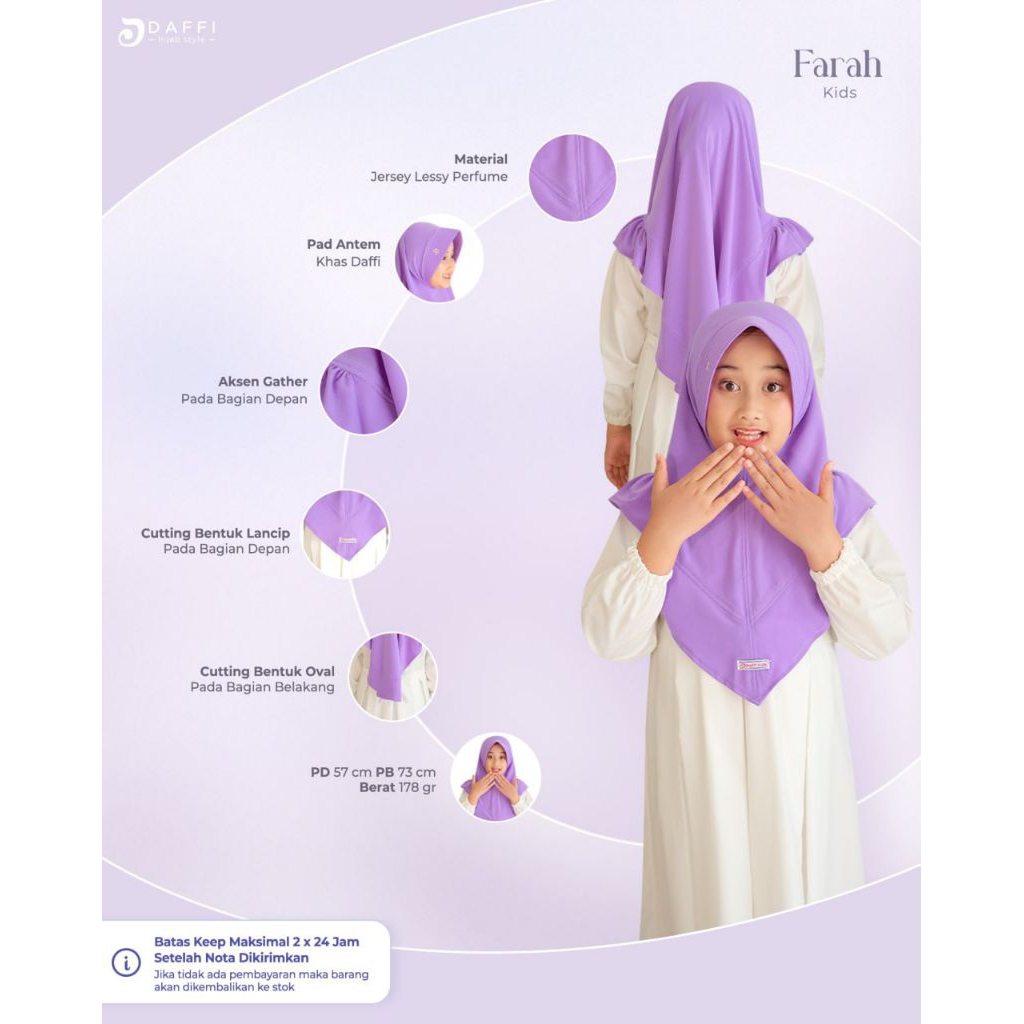 Hijab Daffi Farah Kids Series hijab instan anak jilbab anak instan ORI Daffi