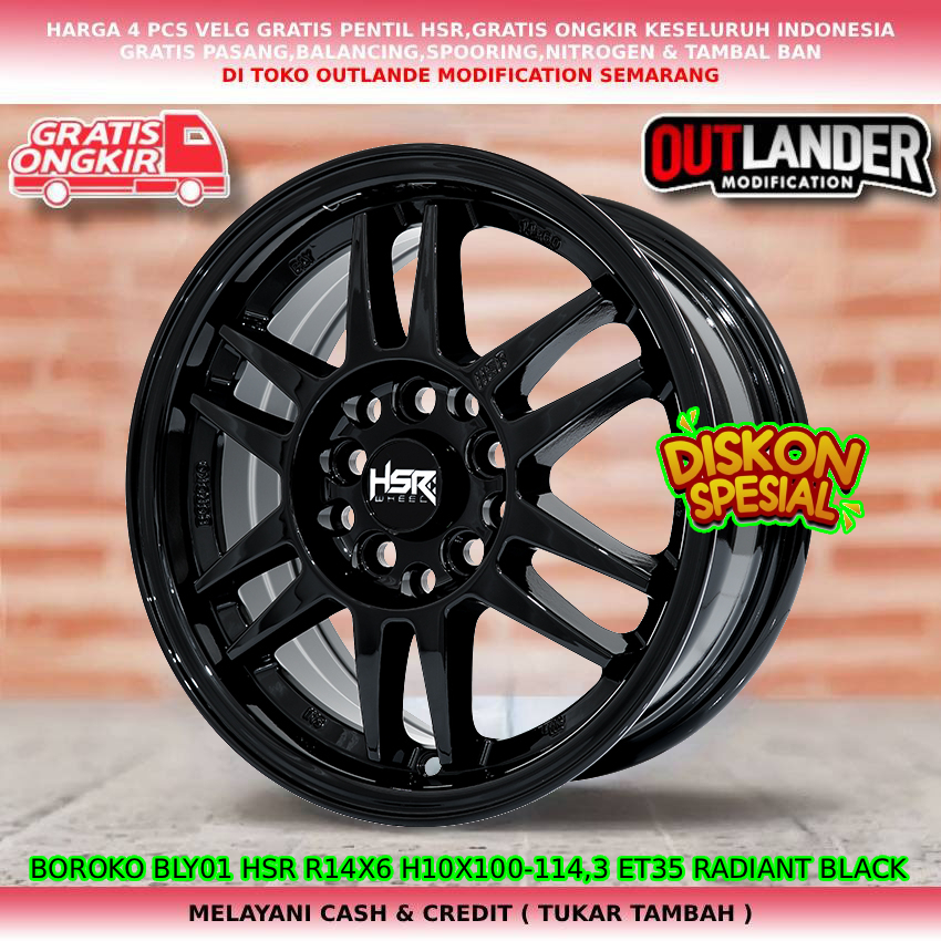 Velg racing ring14 velg mobil Kuda|APV| Gran Max| Luxio| L300|Carry dll velg hsr bly boroko01 R14