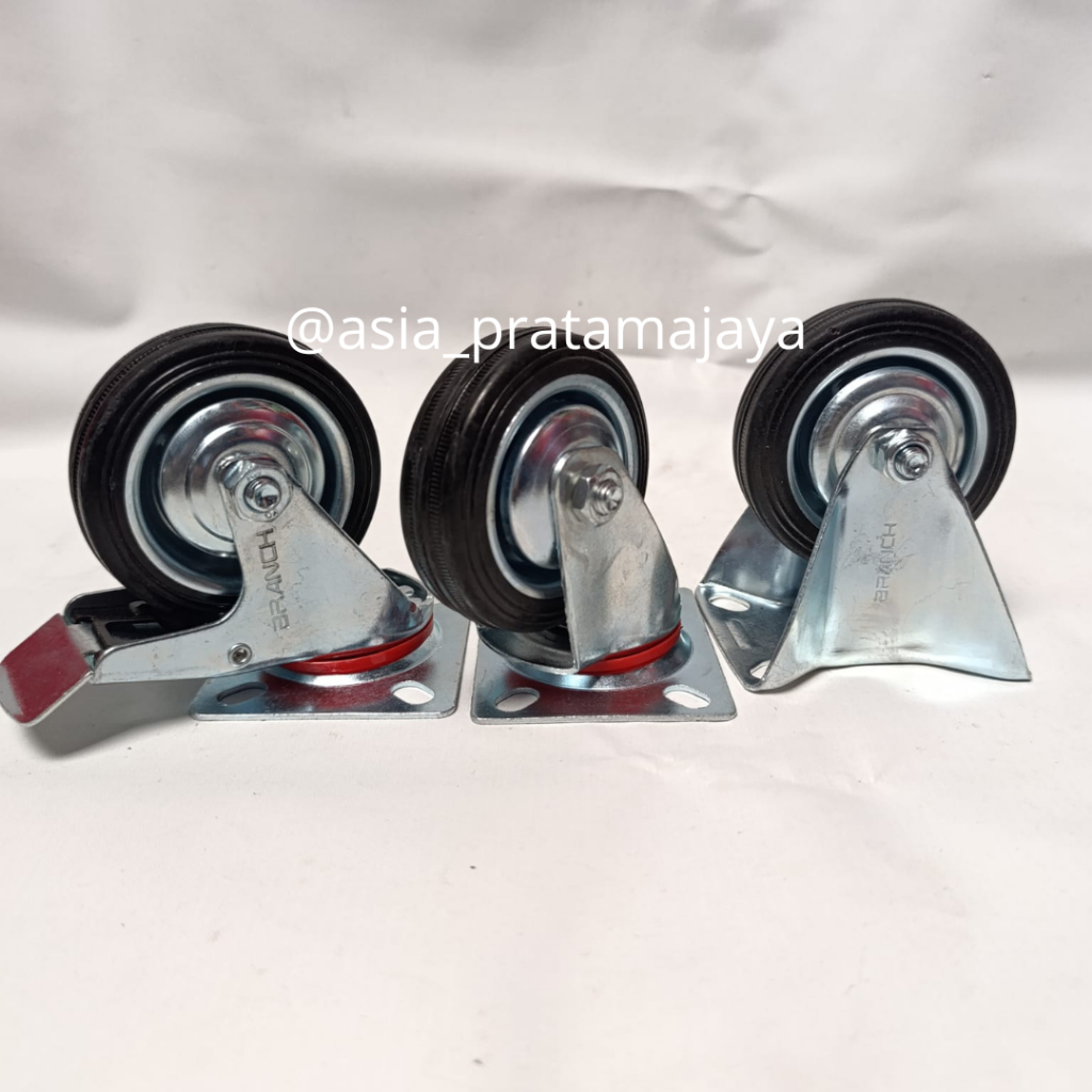 BRANCH Roda Trolley 3 inch / Roda Troli Karet/Nylon / Roda Gerobak/Etalase 1pcs