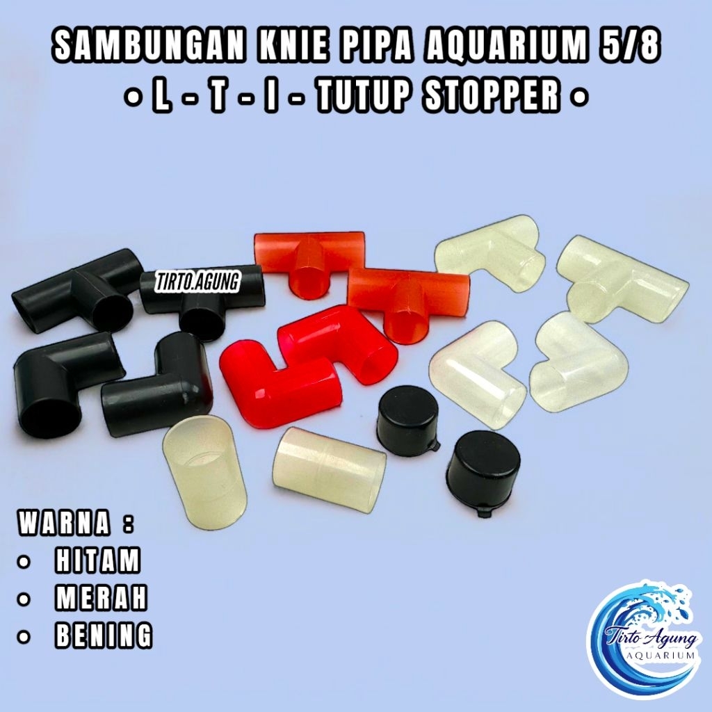 L T Shock sambungan selang tutup pipa MERAH HITAM BENING aquarium aquascape stopper keni knie