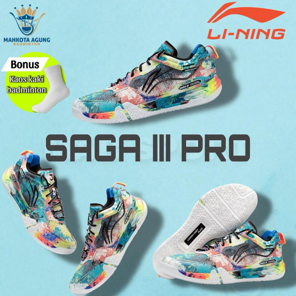 Li-Ning Saga III Pro 2025 Badminton Shoes AYAV001 Original – Limited Edition Warna Eksklusif, Sepatu