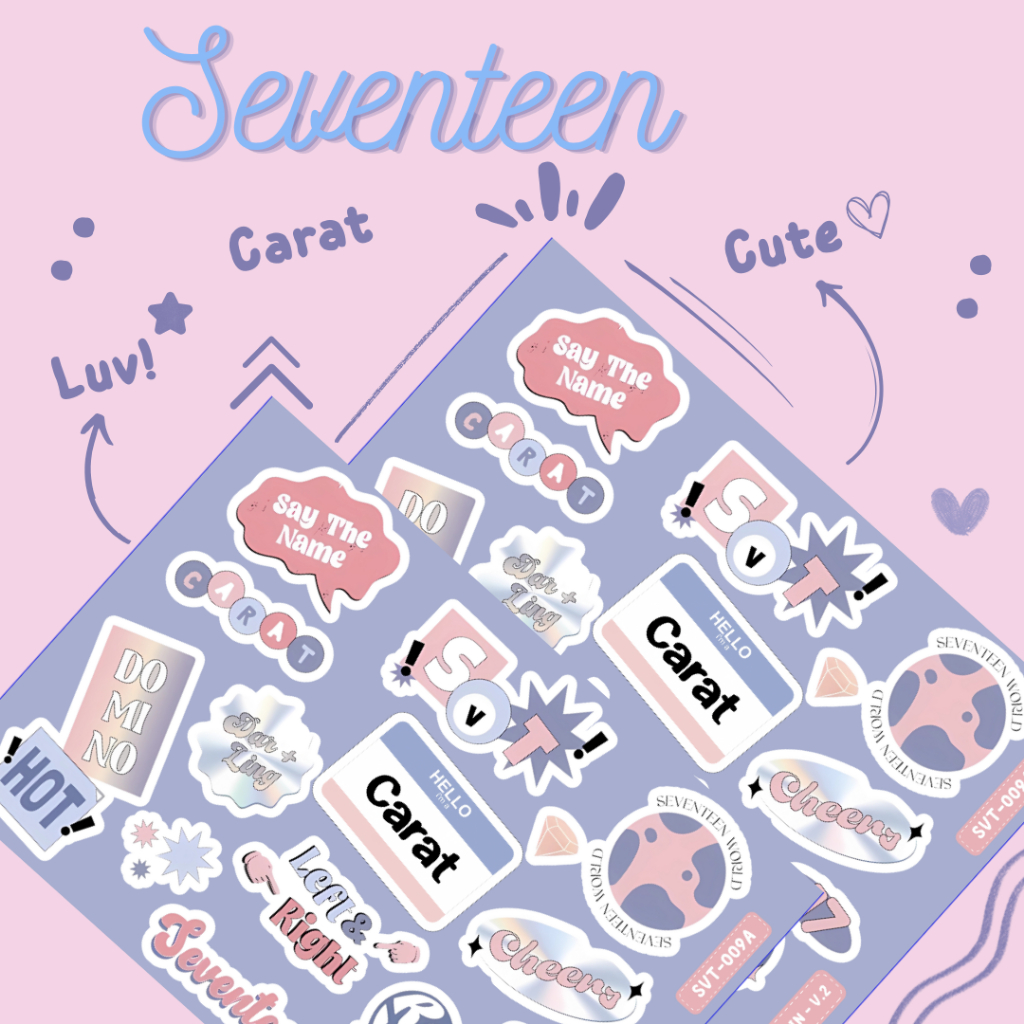 Sticker Seventeen Carat Kpop Logo Lucu Art Aesthetic Stiker Vinly Deco Jurnal Laptop Tumbler Buku