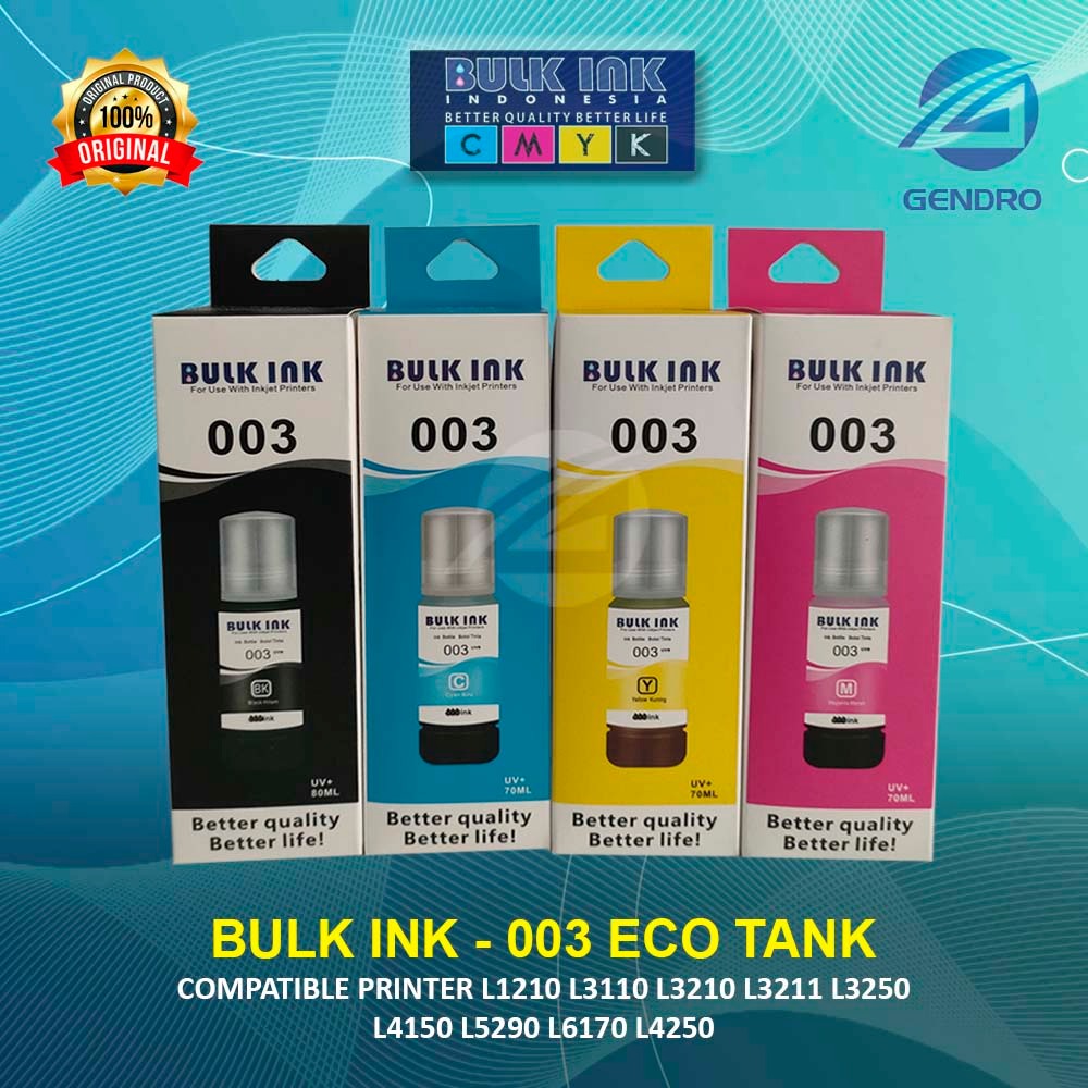 Tinta 003 Bulk ink Original untuk L1110 L3211 L1210 L3210 L4150 L4250 L5290