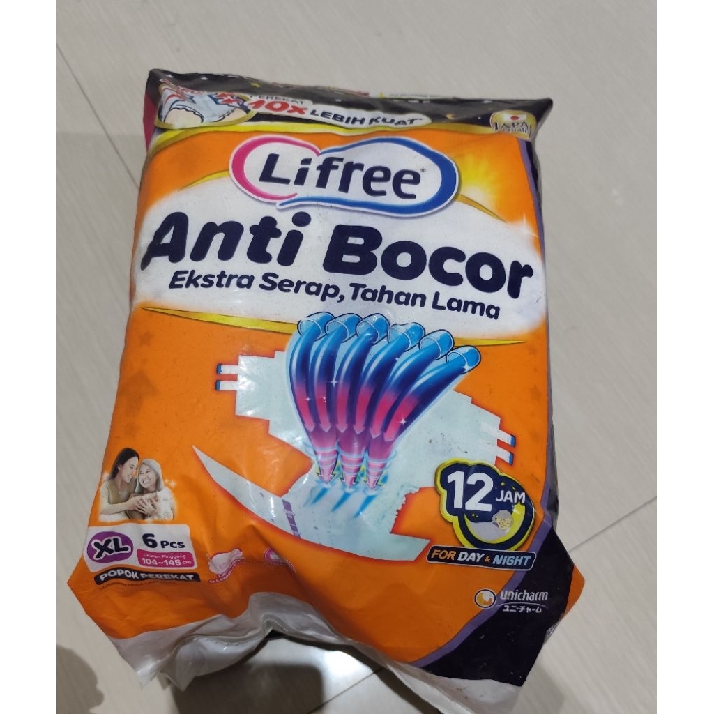 Popok Dewasa Lifree XL isi 6 pcs, pampers dewasa
