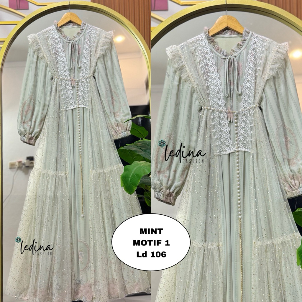 Grosir Alisha Dress By Ledina Fashion / Gamis Wanita / Gamis Ceruty / Gamis Terbaru / Gamis