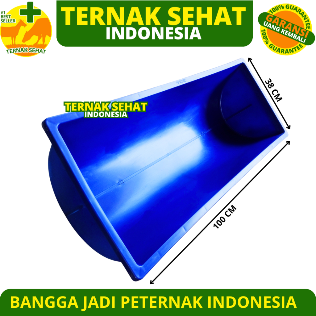 TEMPAT PAKAN KAMBING BIRU - Tempat Makan Kambing - Wadah Pakan Kambing - Palung Pakan Kambing Domba