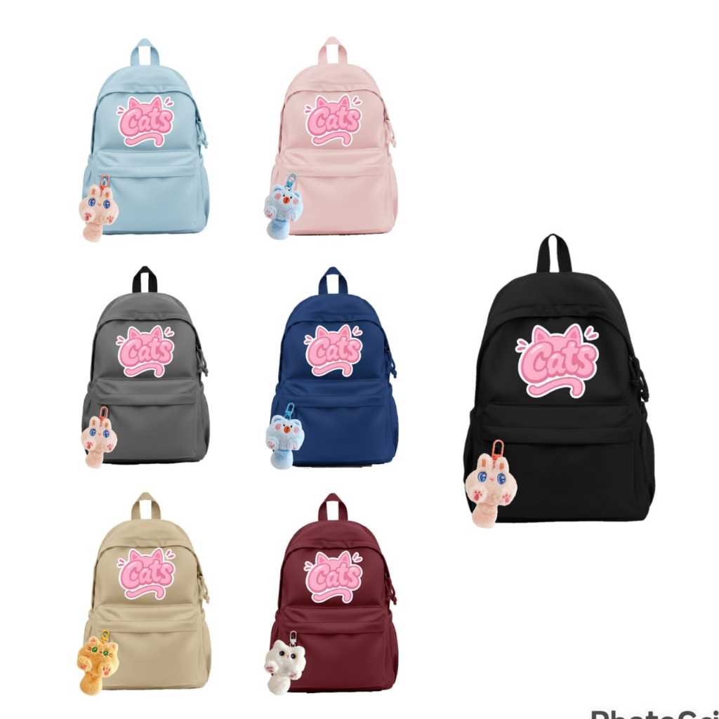 tas ransel anak cewek  -  tas sekolah lucu  -  tas motif kucing  -  tas ransel cats  -  tas backpack