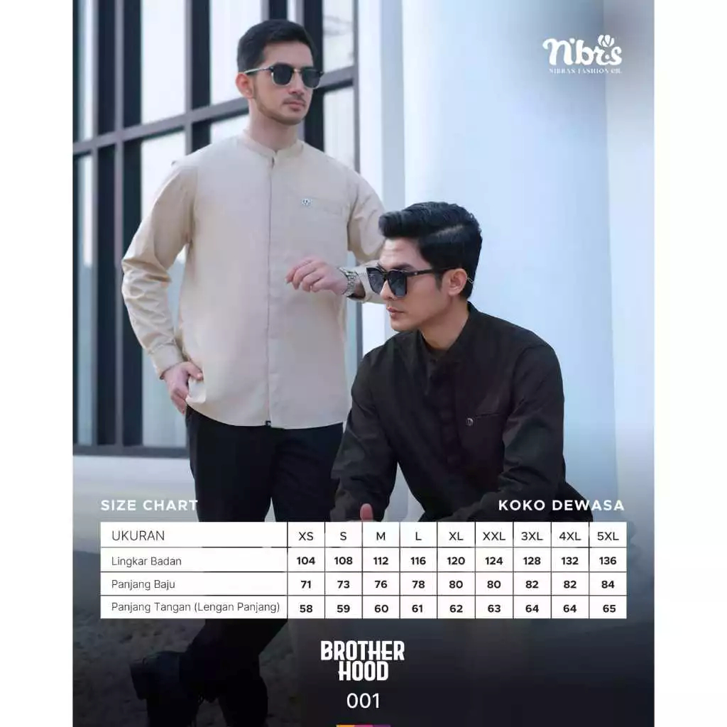 [Nibras] Koko Brotherhood 001 Cotton Premium Stylish, koko lengan panjang, koko pria lengan panjang