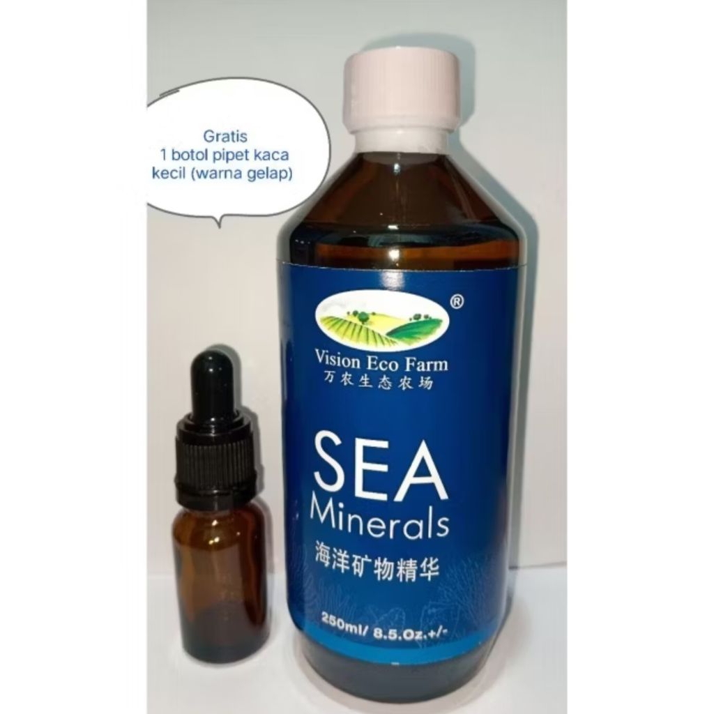 Sea Mineral 250 ml Free 1 botol pipet kaca kecil gratis 1 botol pipet kaca kecil warna gelap