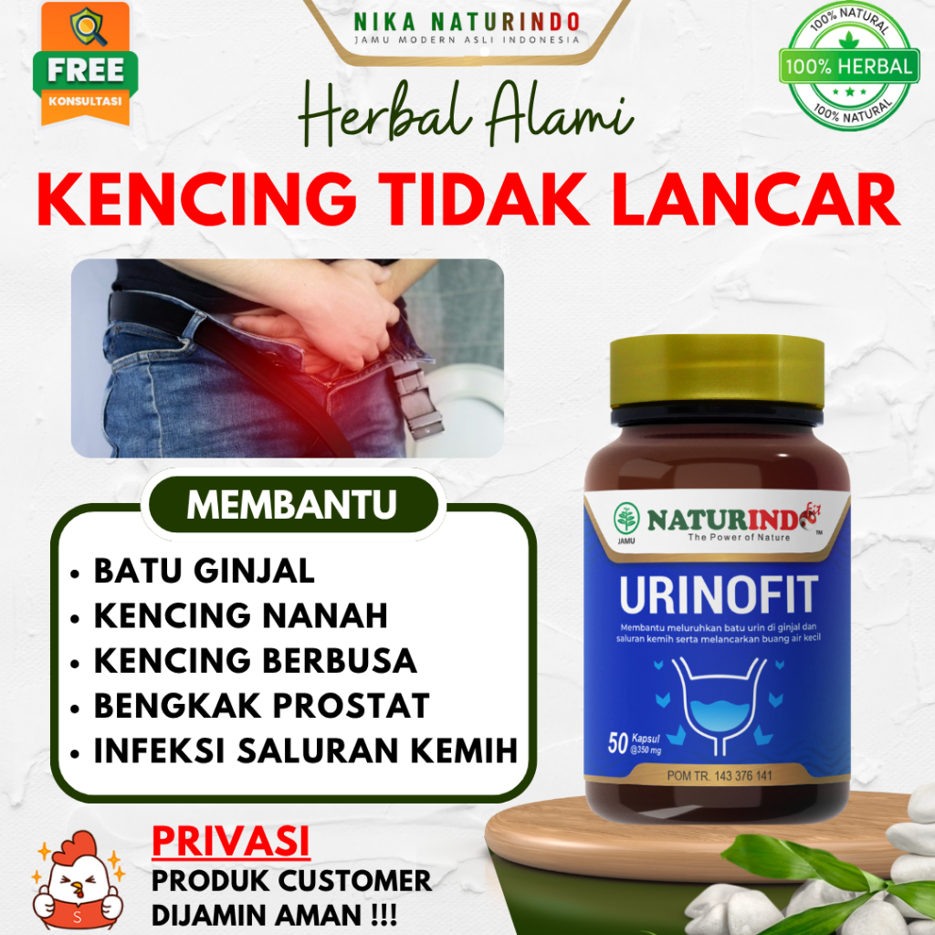 URINOFIT Obat Herbal Kencing Tidak Lancar Batu Ginjal Infeksi Saluran Kemih Kencing Naturindo
