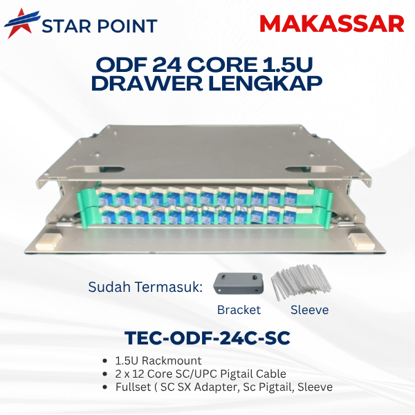 Fiber Optic ODF/OTB 24 Core SC Lengkap Rackmount | ODF 24C SC