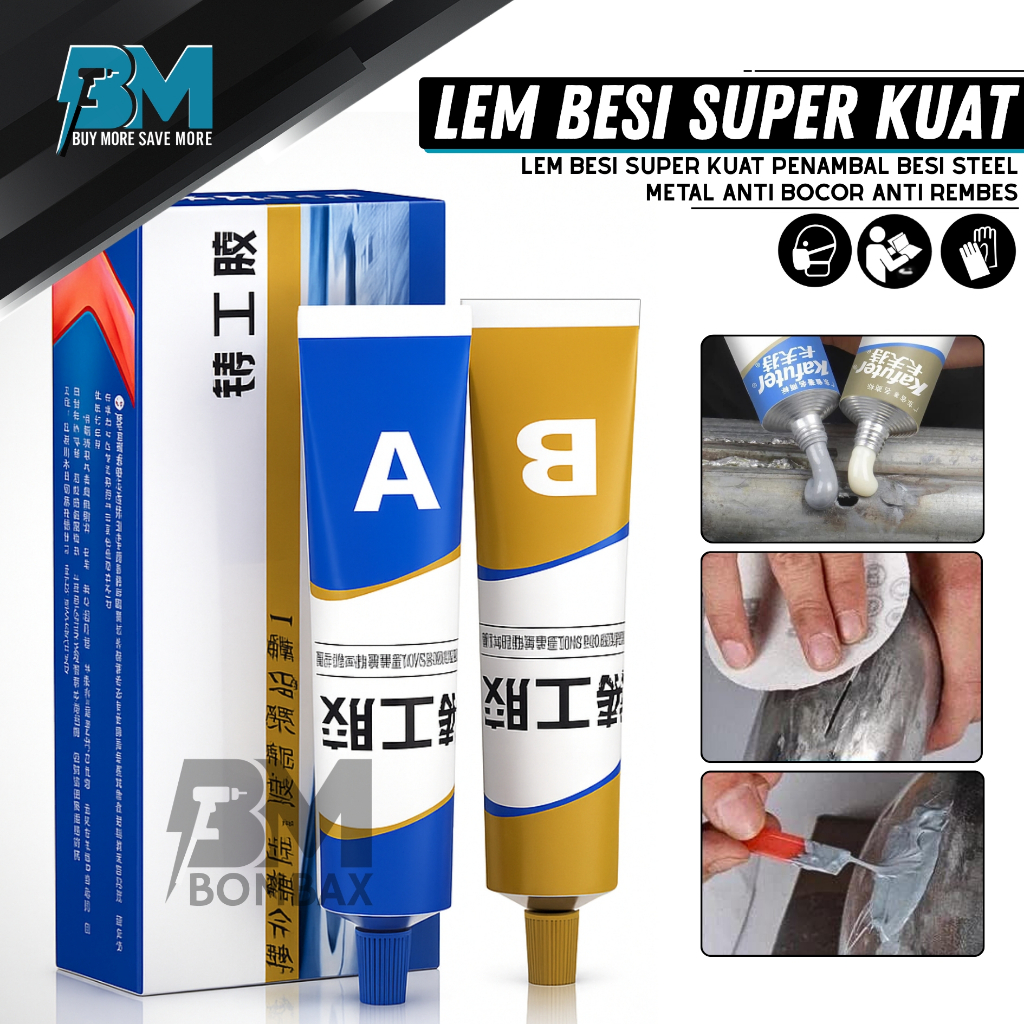 Lem Epoxy AB 100gram Lem Anti Bocor Penambal Besi Steel Penambal Knalpot Penambal Besi Anti Bocor