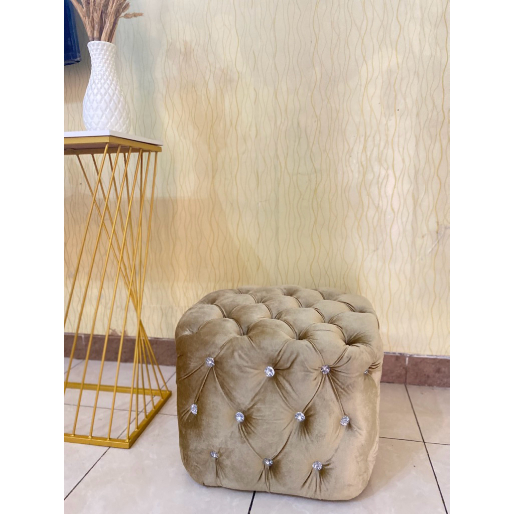 Stool turki warna gold/stool puff/sofa tamu/sofa stool tanpa kaki