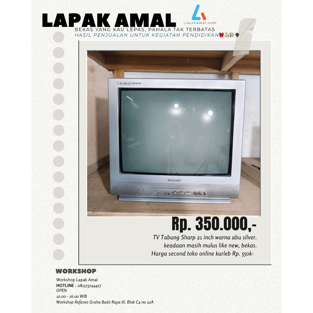 TV TABUNG SHARP 21 INCH – BEKAS / SECOND