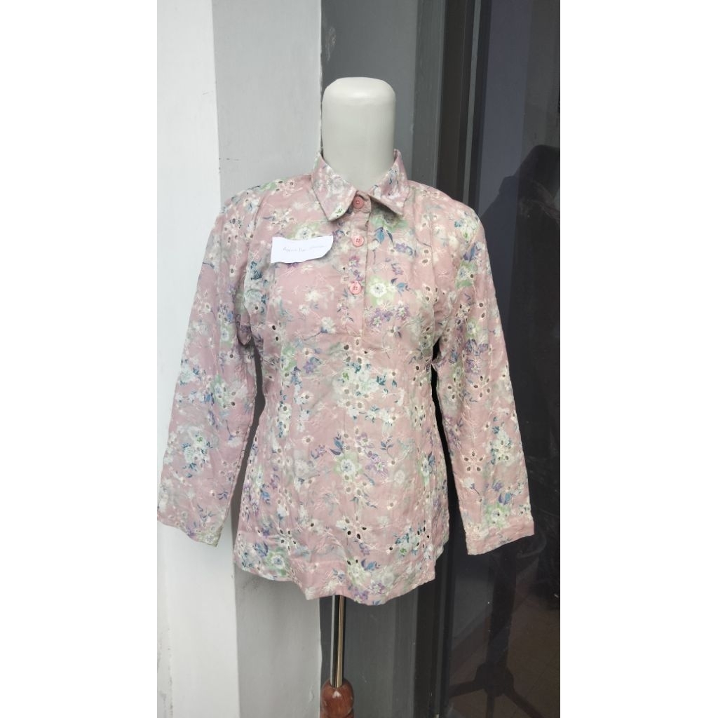 Blouse Katun Bordir Bolong|Blouse Motif Bunga Wanita