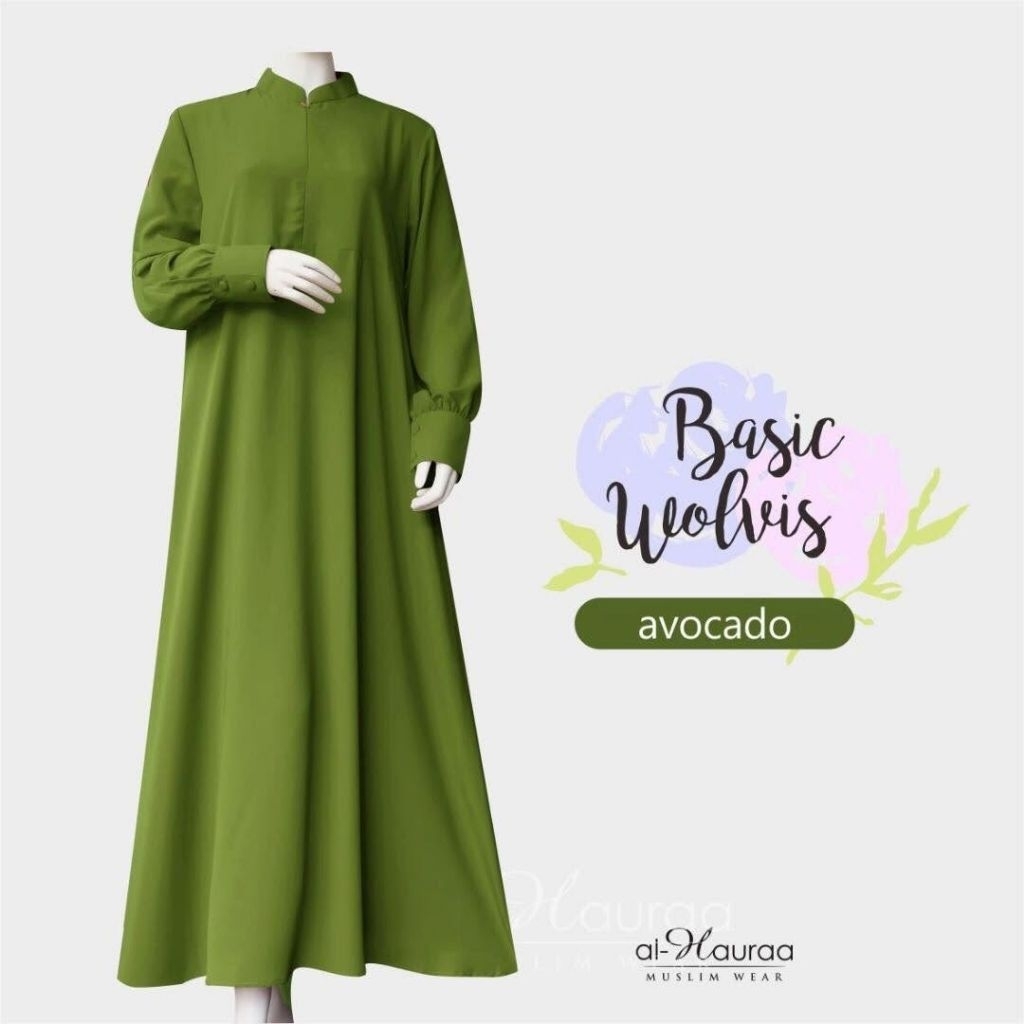 Preloved Alhauraa Gamis Basic Wolvis Avocado Size M