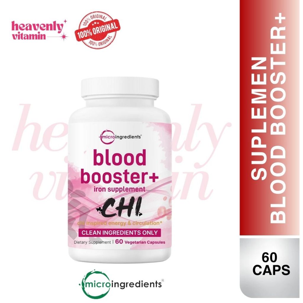 Micro Ingredients Blood Booster+ Iron Supplement - 60 Vegetarian Capsules, Non-GMO, Gluten Free