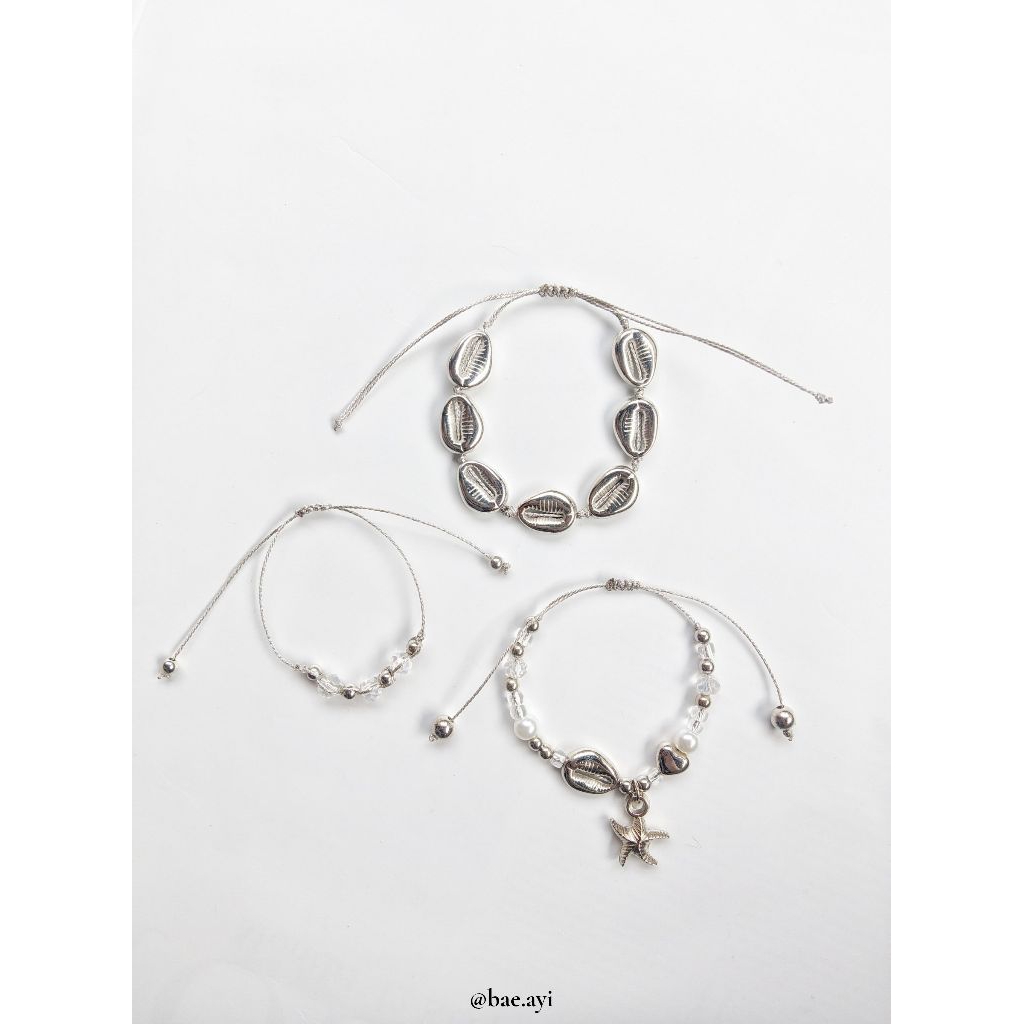 baeayi preorder - silver shore set bracelets | gelang laut pantai | gelang kerang laut pantai set se