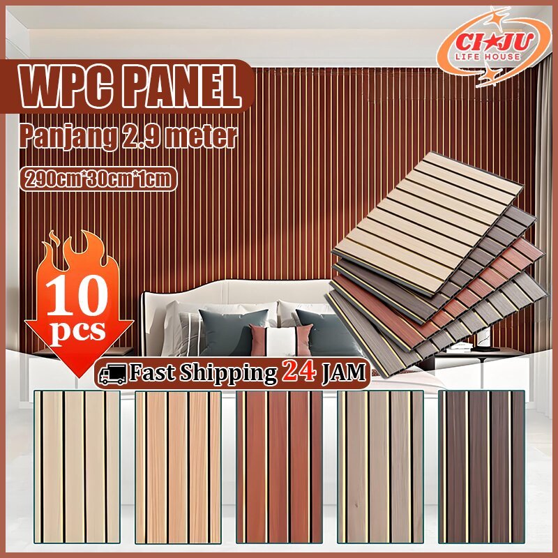 wall panel (10pcs) wpc wall panel 290cm*30cm wood panel PVC all PVC Panel Anti Rayap Dan Anti Air WP