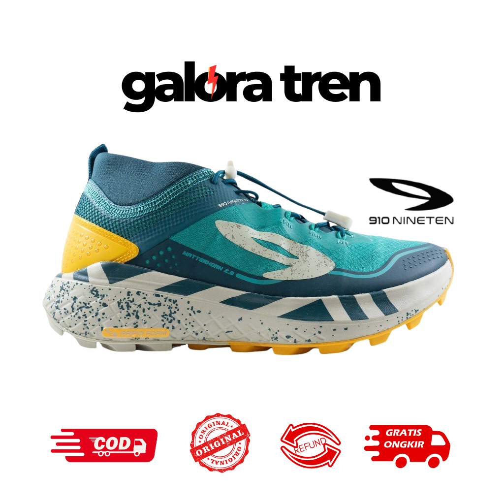910 YUZA MATTERHORN 2.0 TEAL/KUNING - Sepatu Trail / Yuza Matterhorn 2.0 910Nineten Original
