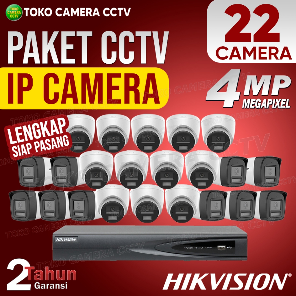 PAKET CCTV IP CAMERA HIKVISION 4MP 32 CHANNEL 22 KAMERA