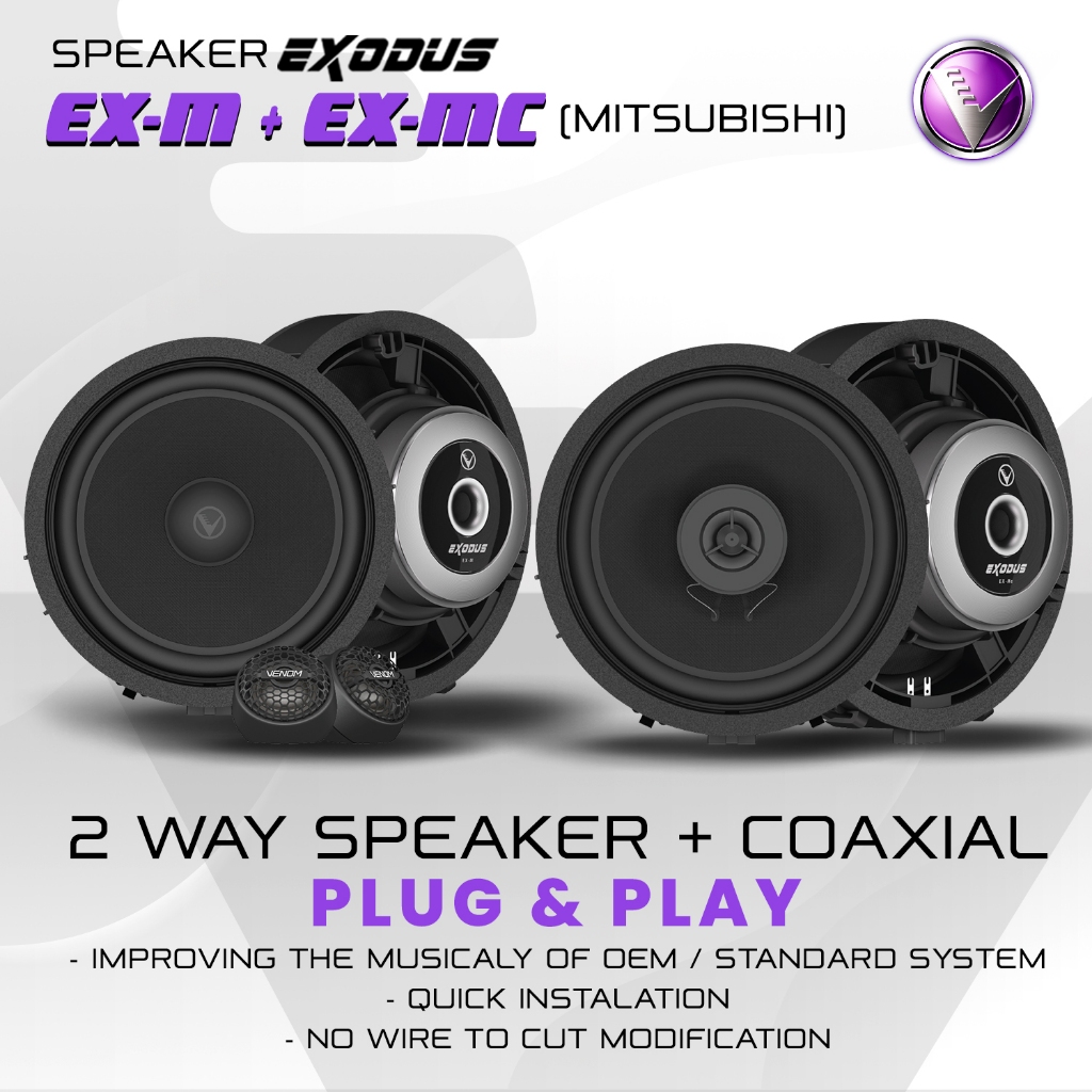 Speaker Split 2 way +Speaker Coaxial Venom Exodus|| Venom Exodus Speaker Plug N Play Mitsubishi