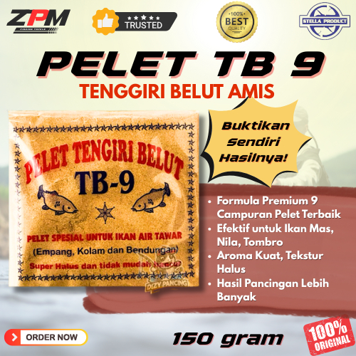 Pelet Stella Tenggiri Belut TB-9 Ikan Air Tawar Tombro Mas Wader Mujair Nila Tawes 125g